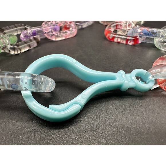 Clear Translucent Cable Link  Multicolor Acrylic Chain Link Necklace 18” - Picture 6 of 10